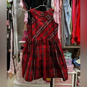 Bonnie Jean Red Plaid Christmas Holiday Dress Girls Size 12
